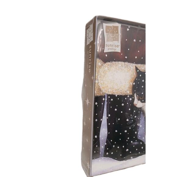 Lot of 6 Cat Christmas Greeting Cards Tabby Santa Claus Boot by Anne Mortimer - Picture 3 of 11